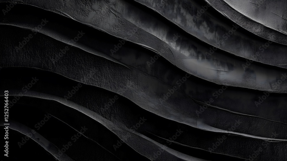 Obraz premium Dark Wavy Abstract Surface with Smooth Fluid Texture