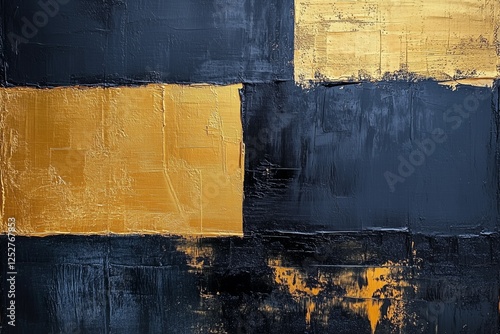 Modern abstract artwork featuring gold and black elements
