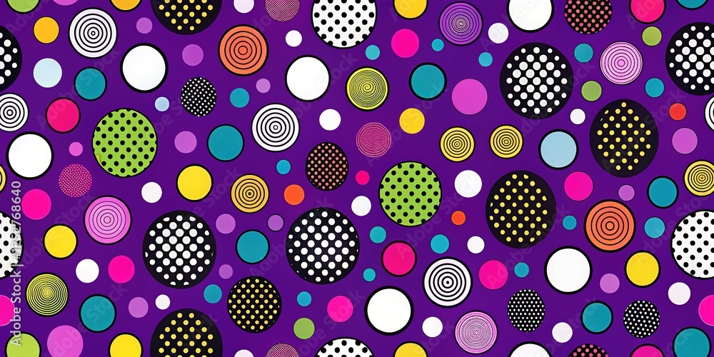 Abstract Purple Polka Dot Background - Random Circles, Black & White Abstract Purple Polka Dot Background - Random Circles, Black & White