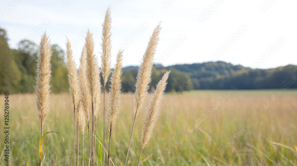 Pampas grass field, autumn landscape, nature background Pampas grass field, autumn landscape, nature background