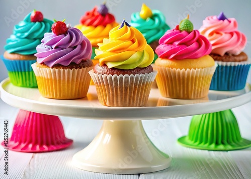 Delicious Assorted Cupcakes on Elegant White Stand - Perfect for Parties & Celebrations