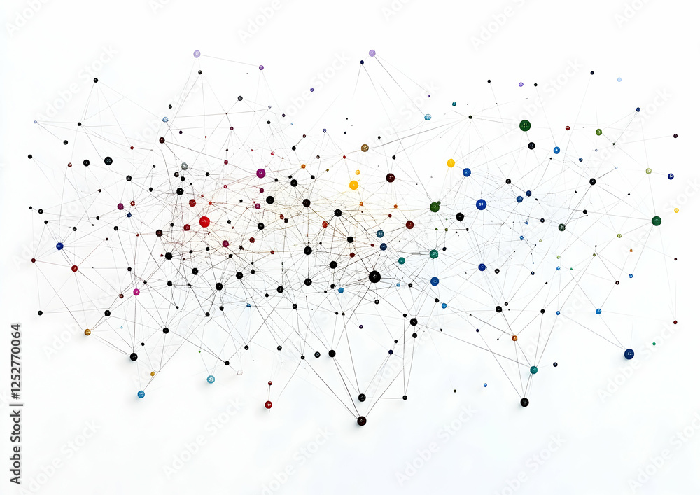 An illustration of interconnected nodes and lines forming An illustration of interconnected nodes and lines forming