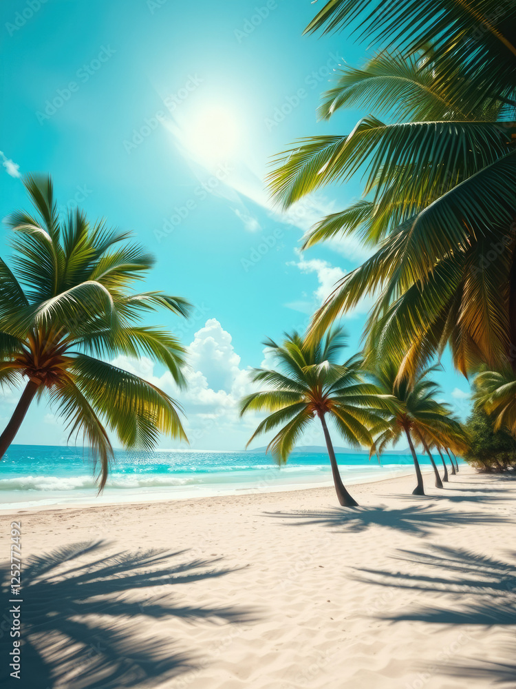 Ocean breeze blowing through coconut palm fronds with a sunny sky in the background, landscape, sun, scenery, ocean breeze Ocean breeze blowing through coconut palm fronds with a sunny sky in the background, landscape, sun, scenery, ocean breeze