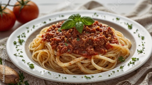 Spaghetti meat sauce , lunce time food image. photo