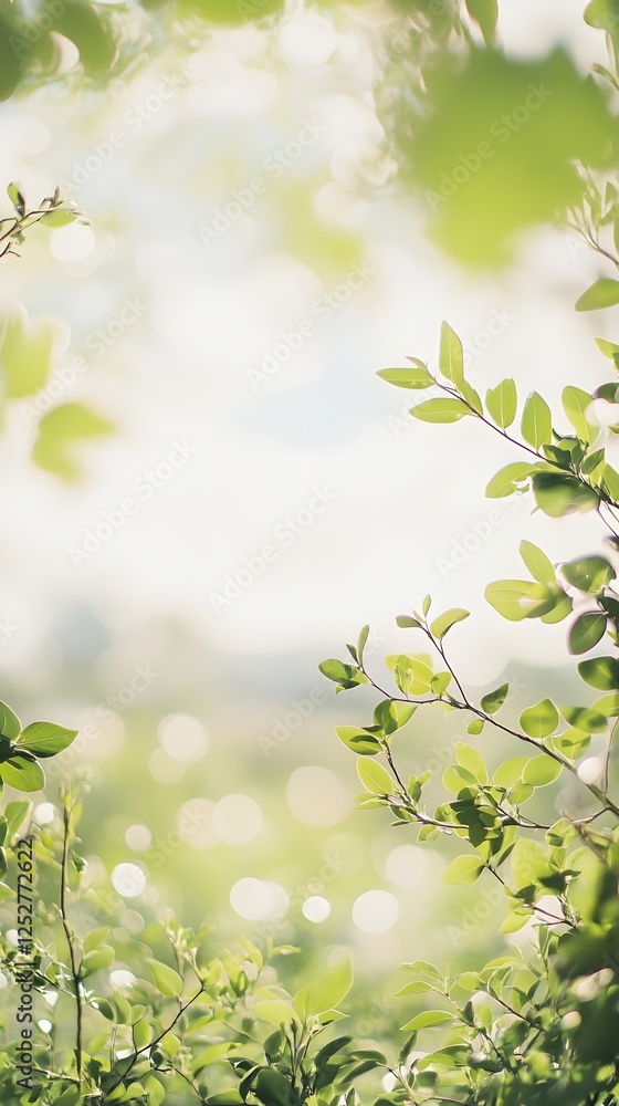 A soft, dreamy blend of natural greenery and a bright summer sky with bokeh accents. A soft, dreamy blend of natural greenery and a bright summer sky with bokeh accents.