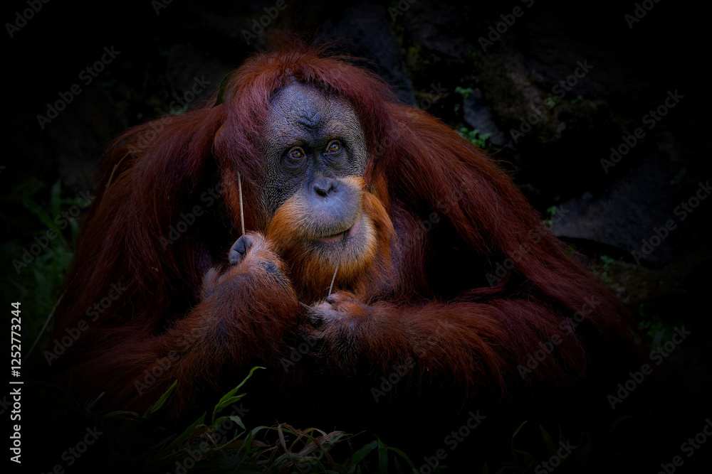 Obraz premium Portret of the bornean orangutan (Pongo Pygmaeus)