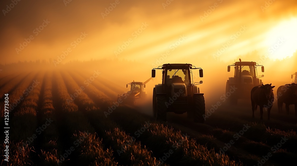 Fototapeta premium Advanced Modern Farming Techniques in a Sustainable Agricultural Landscape