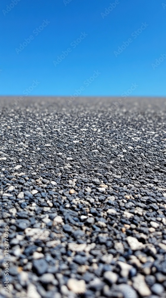 Asphalt road vanishing point, clear blue sky, summer day, travel background Asphalt road vanishing point, clear blue sky, summer day, travel background