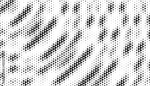 Black and white abstract transition pattern with triangle shape with halftone effect. Vector Format Illustration 