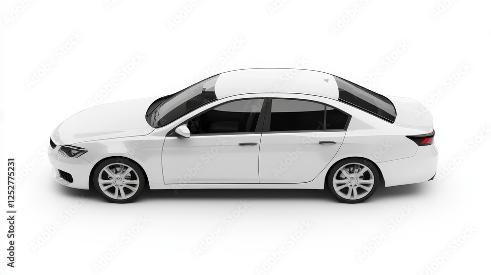 Isometric car icon isolated on white background. Vehicles for passenger transportation, white sedan with black tinted glass, private car with shadow and highlights Isometric car icon isolated on white background. Vehicles for passenger transportation, white sedan with black tinted glass, private car with shadow and highlights