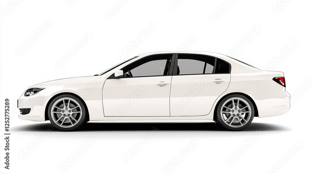 Isometric car icon isolated on white background. Vehicles for passenger transportation, white sedan with black tinted glass, private car with shadow and highlights Isometric car icon isolated on white background. Vehicles for passenger transportation, white sedan with black tinted glass, private car with shadow and highlights