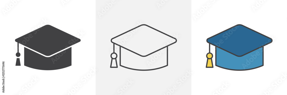 Graduation cap icons pack for website designs Graduation cap icons pack for website designs