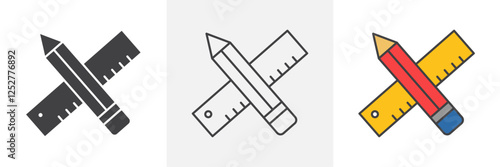 Pencil and ruler icons pack for website designs