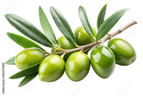 Wallpaper Mural green olives with leaves on a branch image isolated on transparent Torontodigital.ca