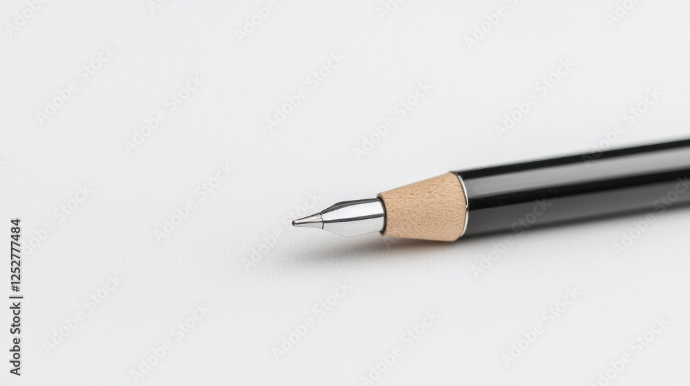 Black pen on white background; stationery mockup Black pen on white background; stationery mockup