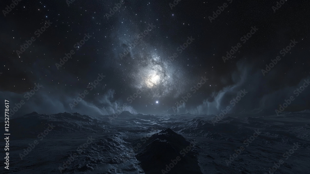 Space galaxy background with realistic planets, stars and nebula clouds in dark sky. Far universe, fantasy celestial heaven, cosmic landscape, panoramic infinity with stardust, 3d vector illustration Space galaxy background with realistic planets, stars and nebula clouds in dark sky. Far universe, fantasy celestial heaven, cosmic landscape, panoramic infinity with stardust, 3d vector illustration