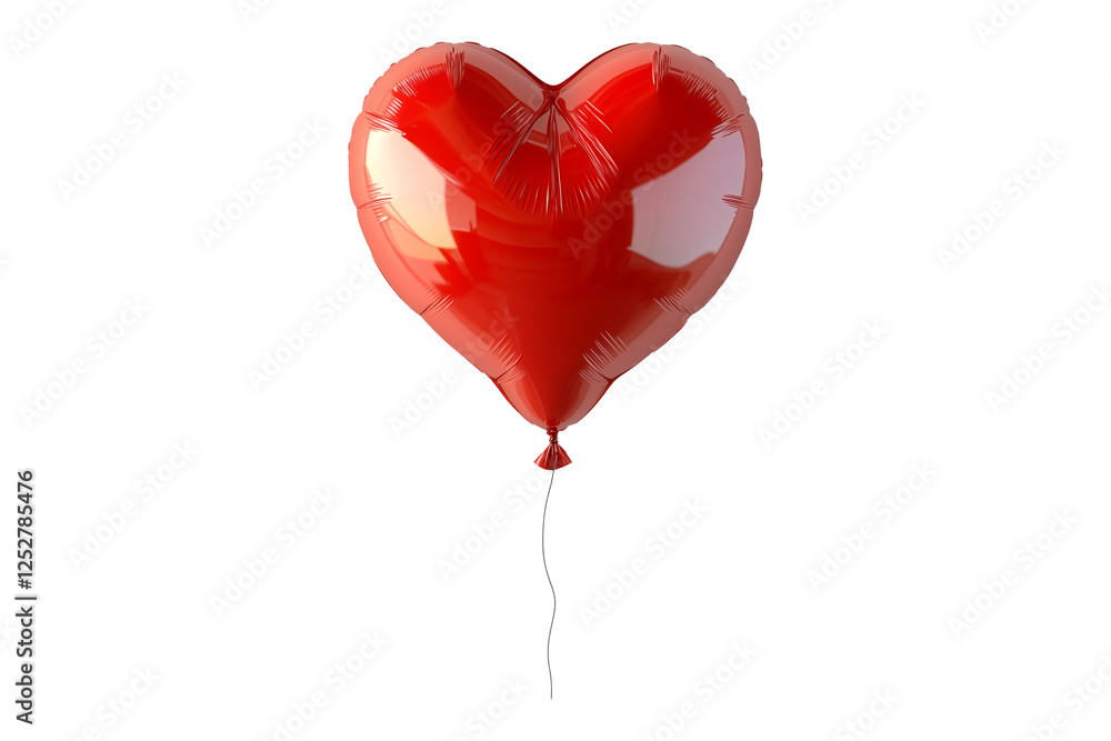 A glossy red heart-shaped foil balloon isolated on white transparent background, symbolizing love, romance and celebration of Valentine Day A glossy red heart-shaped foil balloon isolated on white transparent background, symbolizing love, romance and celebration of Valentine Day
