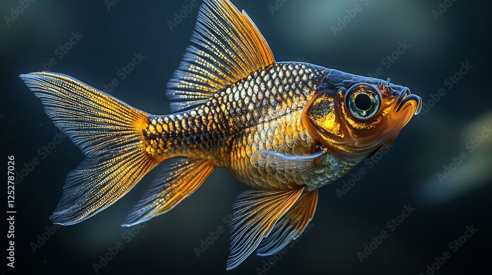 Radiant Goldfish, A Close-Up Portrait of Aquatic Elegance and Grace Radiant Goldfish, A Close-Up Portrait of Aquatic Elegance and Grace