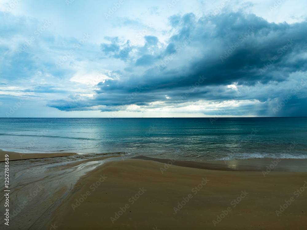 Dark clouds over sea nature beach background Dark clouds over sea nature beach background