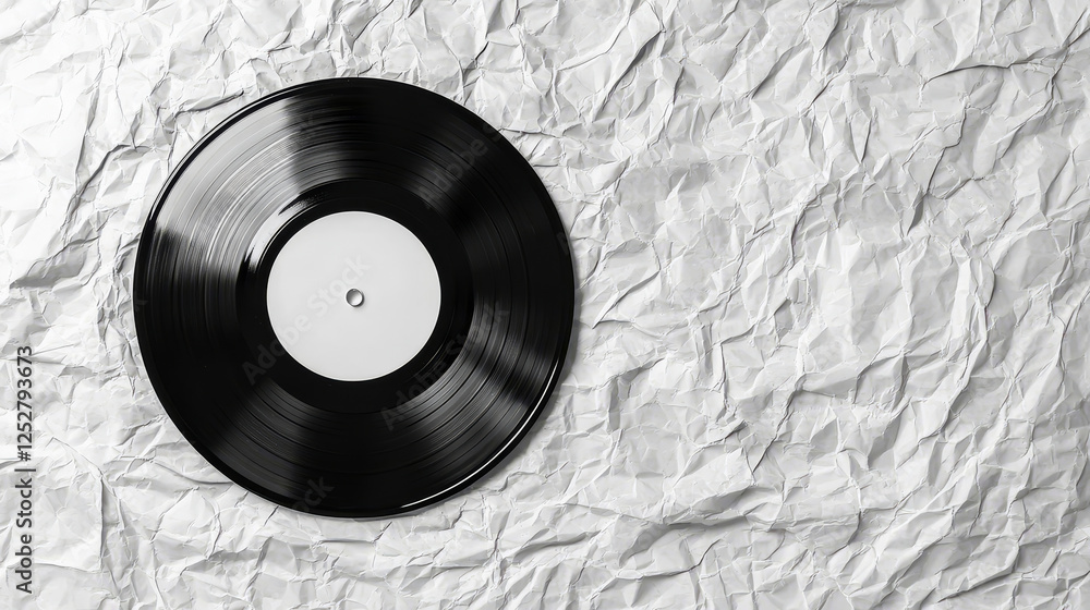 Obraz premium Vinyl or cd album cover. Old music record plastic overlay. Retro rough sleeve wrap. Abstract transparent texture for disc with wrinkle graphic set. White band subtle mock up template element vector