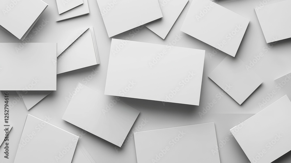 Blank business cards template on gray abstract background. Vector realistic mockup of 3d white name cards. Design set of empty paper stationery for company presentation with contact information Blank business cards template on gray abstract background. Vector realistic mockup of 3d white name cards. Design set of empty paper stationery for company presentation with contact information
