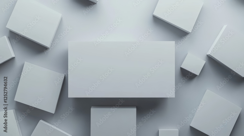 Blank business cards template on gray abstract background. Vector realistic mockup of 3d white name cards. Design set of empty paper stationery for company presentation with contact information Blank business cards template on gray abstract background. Vector realistic mockup of 3d white name cards. Design set of empty paper stationery for company presentation with contact information