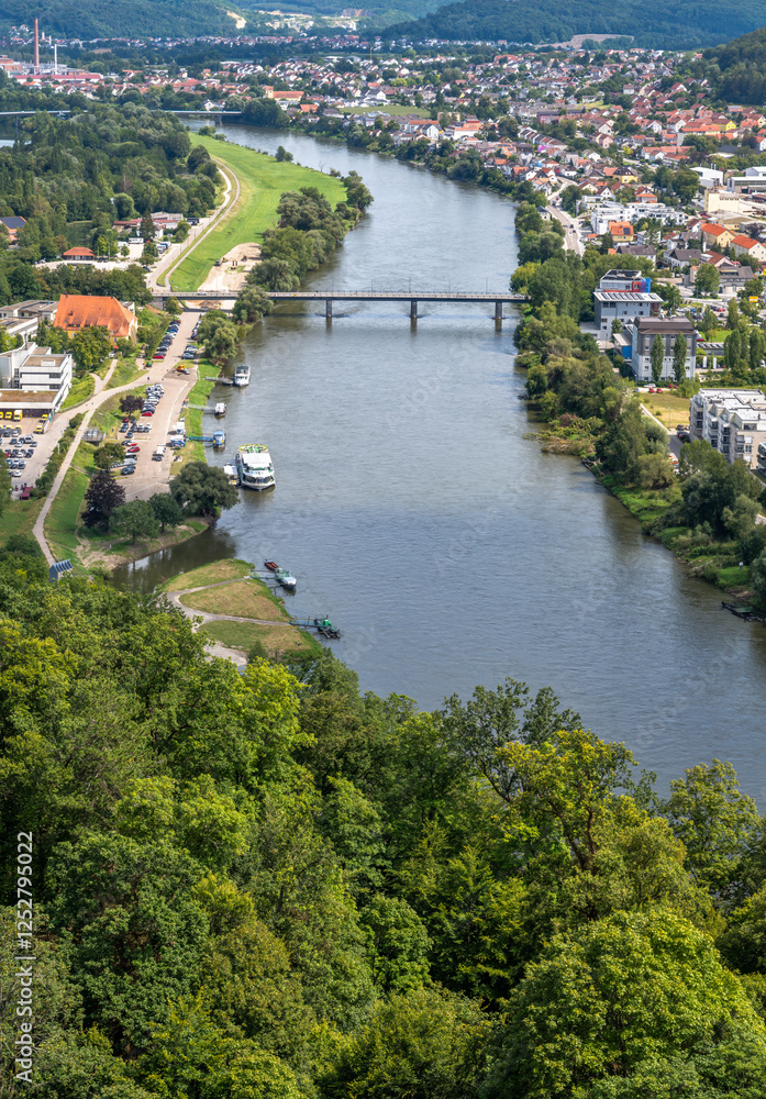 Aerial view over the city Kelheim