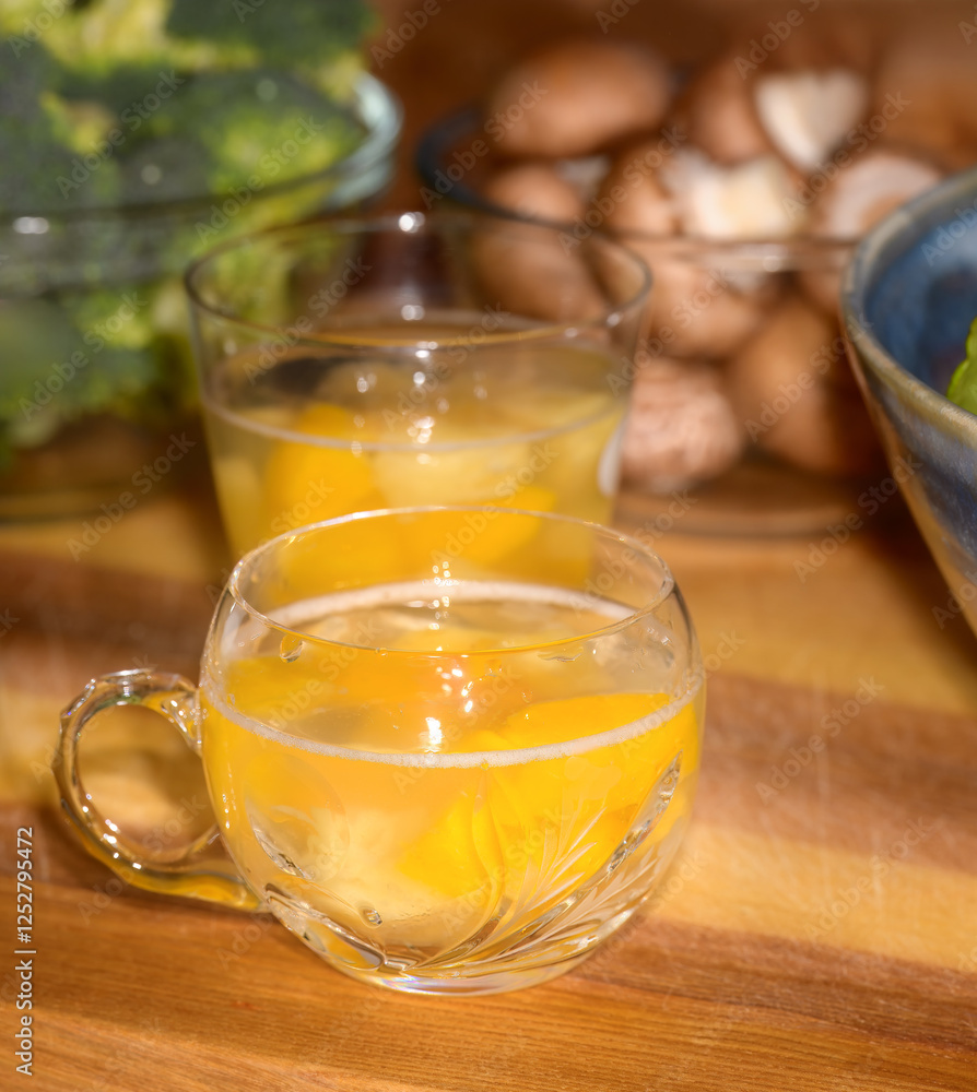Fruits punch, vegetables and salad