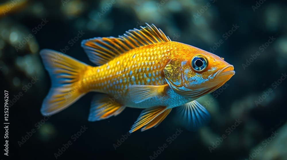 Golden Majesty, A Captivating Portrait of an Aquatic Jewel in the Deep Blue Golden Majesty, A Captivating Portrait of an Aquatic Jewel in the Deep Blue