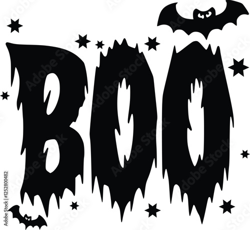 Spooky Boo Silhouette Text Design with Ghostly Shadows and Haunting Typography