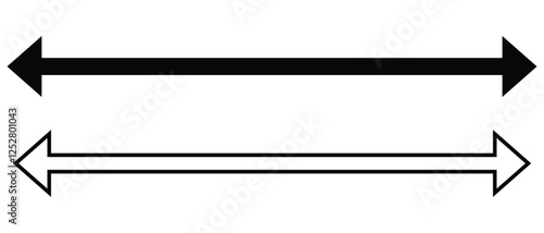 double side long and thin arrow icon set. flat style left and right long arrow icon. vector illustration.