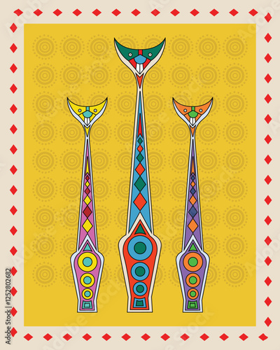 Indian Folk Art, Three Cats in Exquisite Madhubani Style. Madhubani art, Mithila painting, Indian folk art, Madhubani cats.