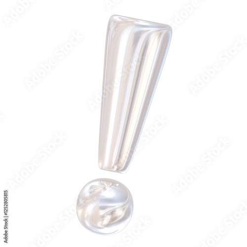 3D Metallic Silver Exclamation Mark 
