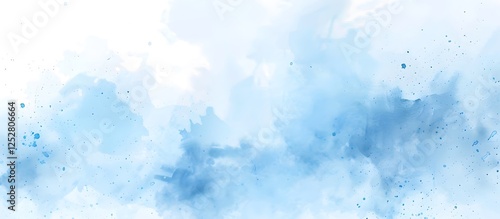 blue watercolor splash stroke of cloudy sky background, Pastel sky blue paper texture pattern background, soft cloudy sky blue watercolor background with soft tiny fogg or clouds.
