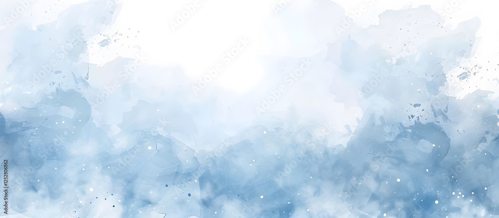 Fototapeta premium blue watercolor splash stroke of cloudy sky background, Pastel sky blue paper texture pattern background, soft cloudy sky blue watercolor background with soft tiny fogg or clouds. 