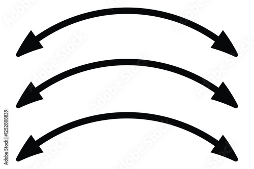 double wave long curved arrow icon. double arrow icon on white background.