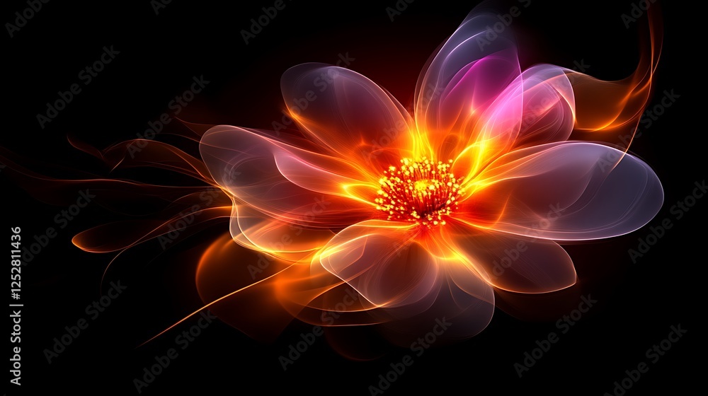 Fiery Abstract Flower Glowing In The Dark Fiery Abstract Flower Glowing In The Dark