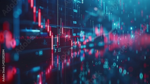 Wallpaper Mural Data visualization shows stock market trends with vibrant colors and dynamic movements in a futuristic digital environment Torontodigital.ca