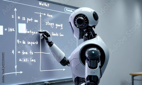 Wallpaper Mural Robot teacher writing math equations on whiteboard in classroom Torontodigital.ca