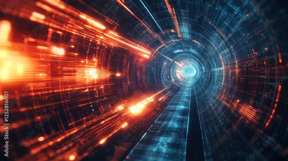 Obraz premium Digital Tunnel: A Journey Through Cyberspace