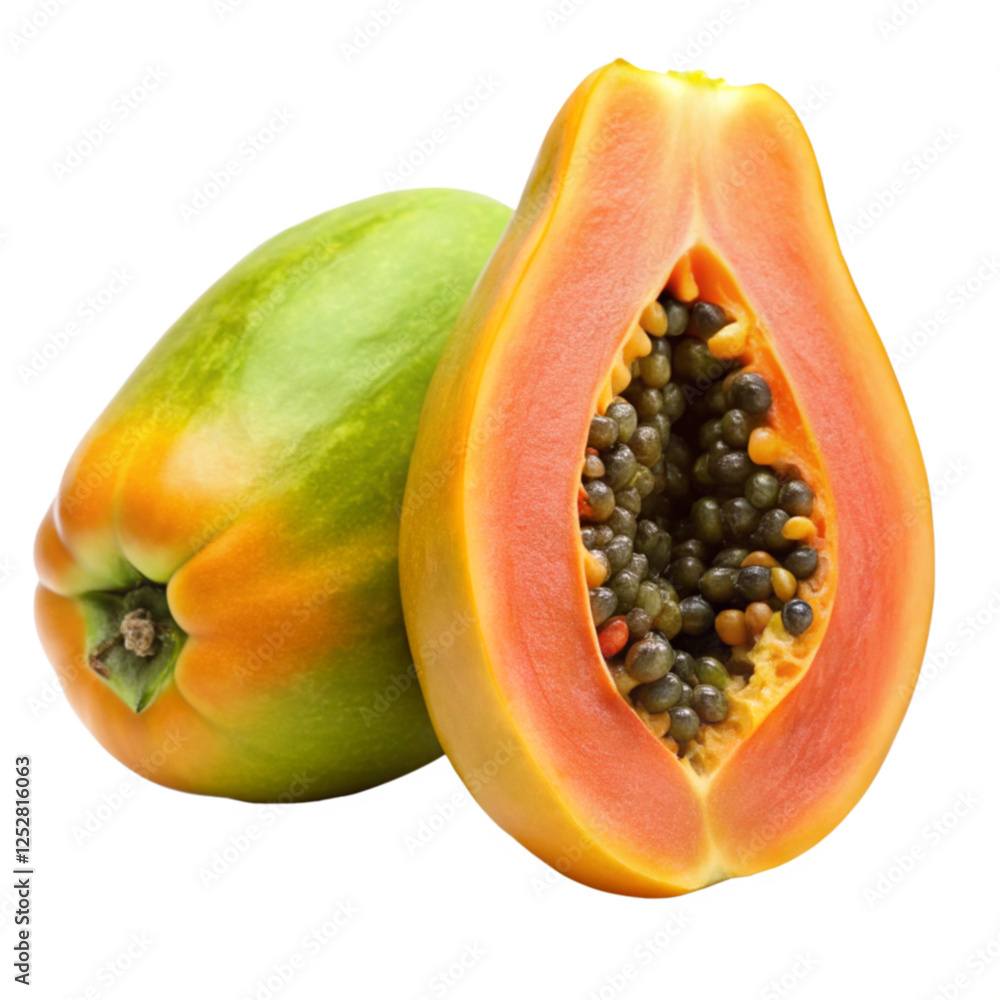 Papaya fruit isolated Transparent Background. Papaya fruit isolated Transparent Background.