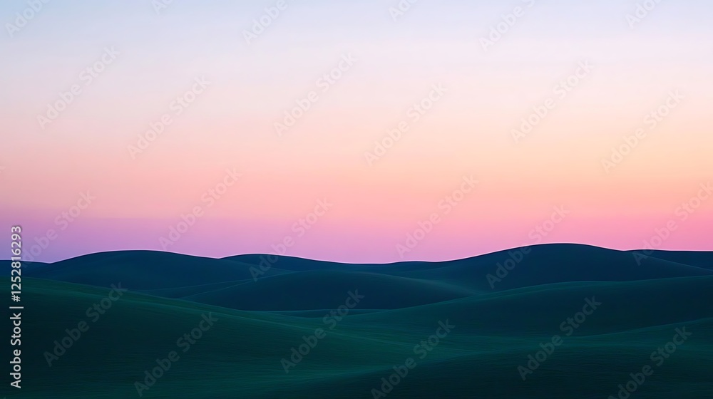 Fototapeta premium Serene Sunset Over Rolling Green Hills