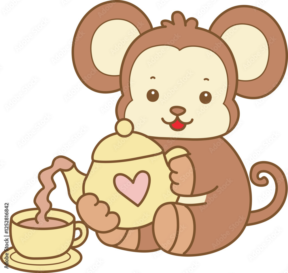Cute Monkey vector icon. Funny baby Monkey animal series stock illustration. life of fluffy Monkey designs. Cute Monkey vector icon. Funny baby Monkey animal series stock illustration. life of fluffy Monkey designs.