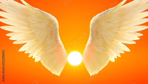 Golden Angel Wings Glowing In Darkness