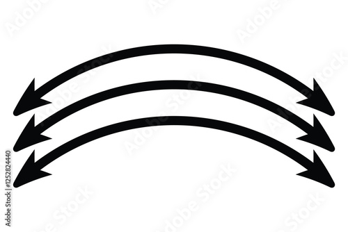 double wave long curved arrow icon. double arrow icon on white background.