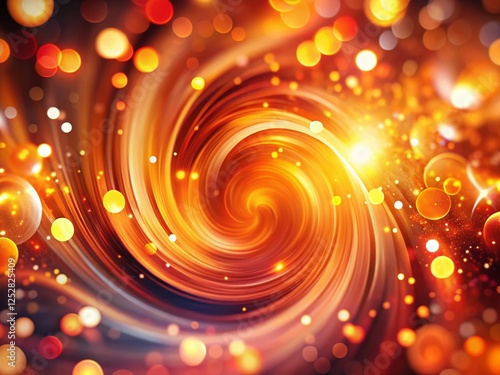 Abstract Swirling Orange and Red Lights Bokeh Background - Stock Photo