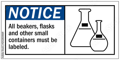 Laboratory sign all beakers, flasks and other small containers must be labeled