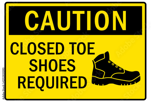 No open toed shoes sign closed toe shoe required