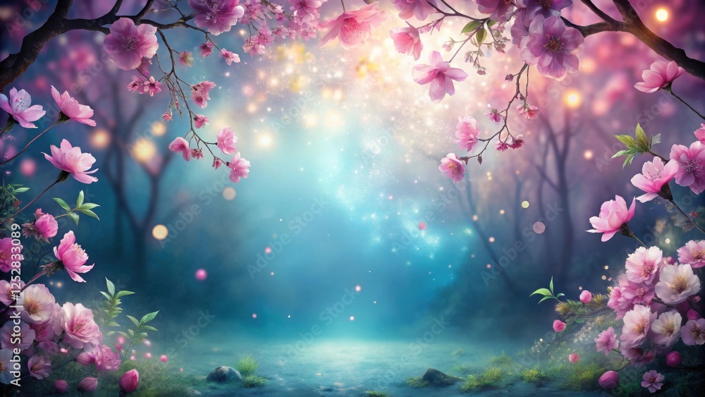 Mystical background with pink flowers in a magical setting, mystical, background, pink, flowers, magical, setting, fantasy Mystical background with pink flowers in a magical setting, mystical, background, pink, flowers, magical, setting, fantasy