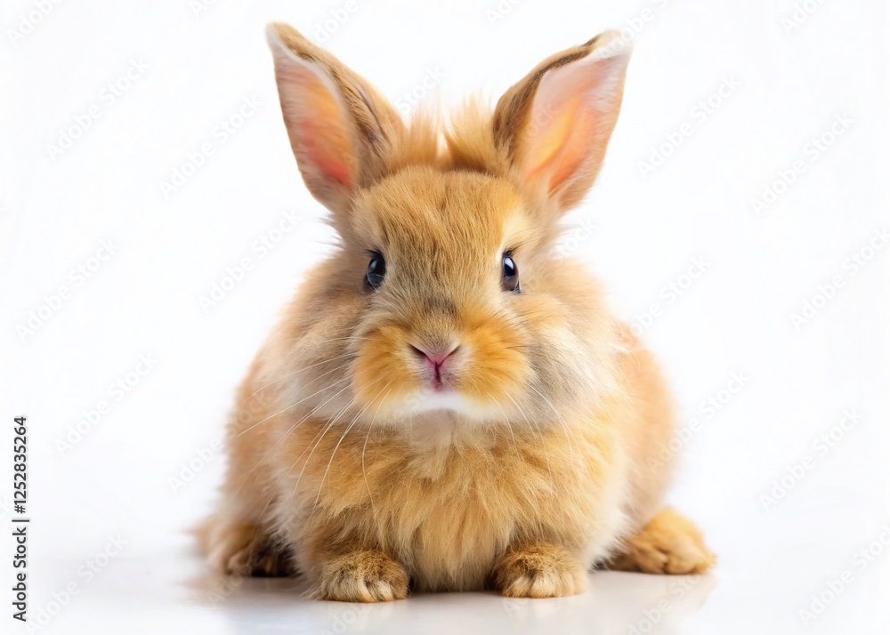 Fototapeta premium Adorable Fluffy Bunny Rabbit Isolated on White Background - Perfect for Easter & Spring Designs